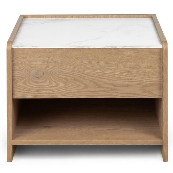 Nočný stolík Tanami Dub Cremona Torro, Mramor Crystal, zaoblený