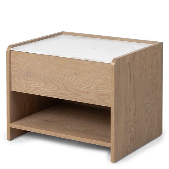 Nočný stolík Tanami Dub Cremona Torro, Mramor Crystal, zaoblený