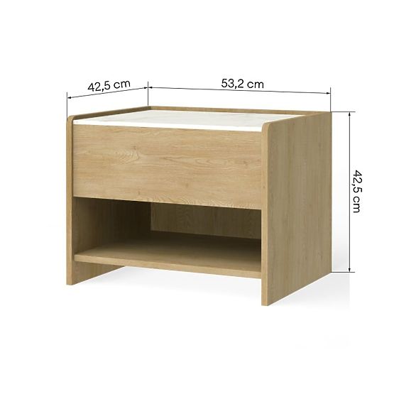 Nočný stolík Tanami Dub Cremona Torro, Mramor Crystal, zaoblený
