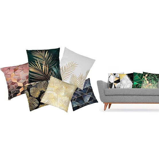 Obliečka na vankúš 3D - zeleno-zlatá