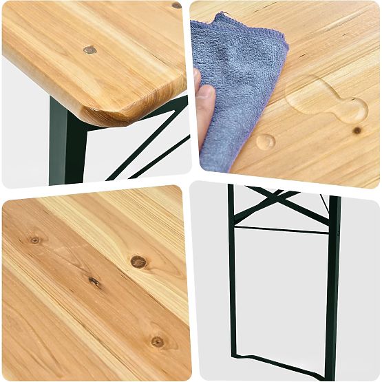 Oceľovo-drevená sada LAGER: stôl + 2 lavice 220 cm