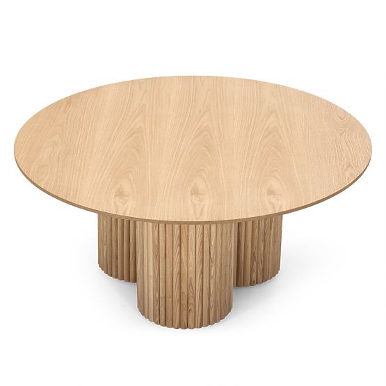 Okrúhly konferenčný stolík Vesby 100 cm, prírodný dub, jaseň, lamely