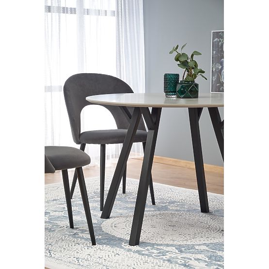 Okrúhly stôl BALROG, konštrukcia - čierna, doska - svetlosivá (2p=1ks)