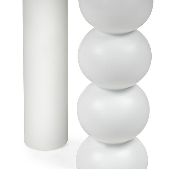 Okrúhly stôl Bolla 100 cm, buková dyha, biely, dekoratívna noha s guľami