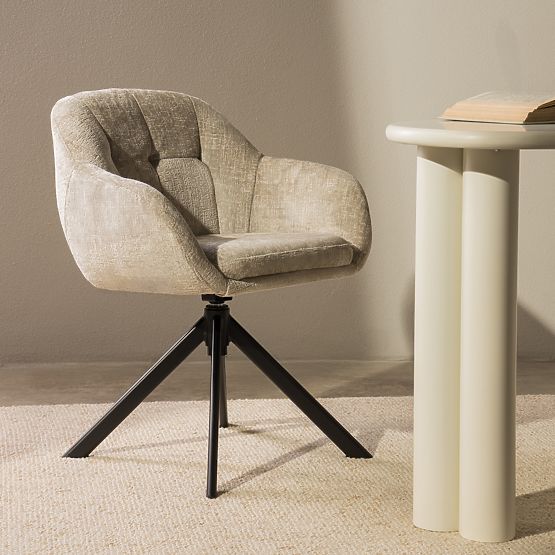 Otočná stolička Santos svetlo béžová/čierne nohy