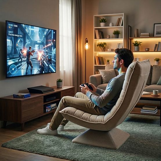 Otočné relaxačné kreslo s nastaviteľným lehátkom do obývacej izby béžové ModernHome