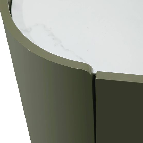 Oválna komoda Nari, zelená/šedá, spiek, lesklá