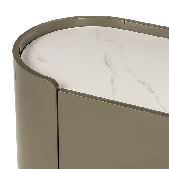 Oválna komoda Nari, zelená/šedá, spiek, lesklá