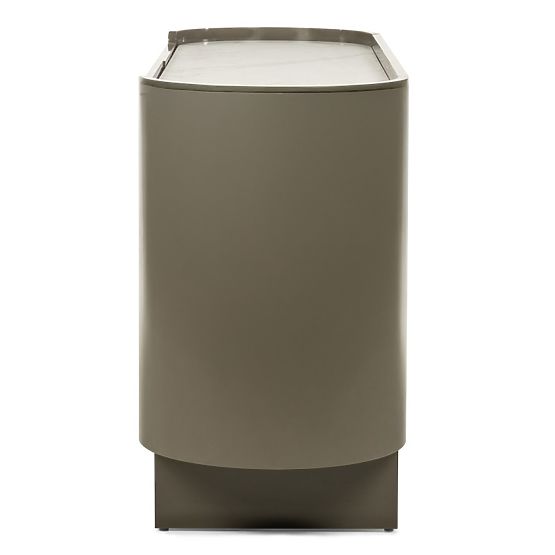 Oválna komoda Nari, zelená/šedá, spiek, lesklá