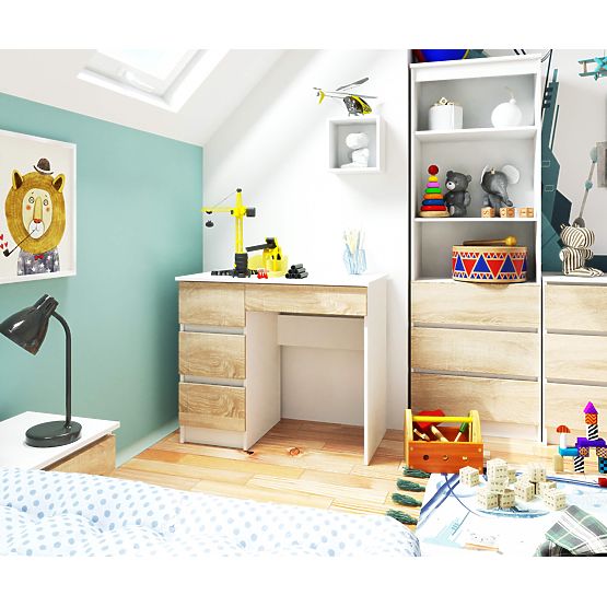 PÍSACÍ STÔL A-7 CLP PK BIELY / SONOMA ĽAVOSTRANNÝ