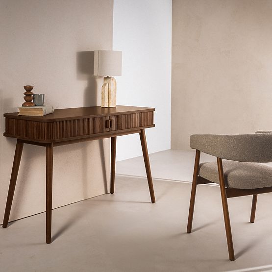 Písací stôl Clemente s lamelami, orech