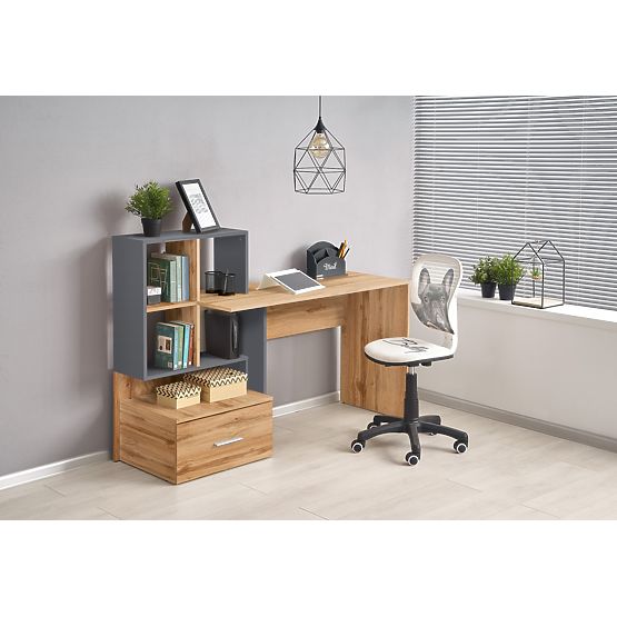 Písací stôl GROSSO - dub wotan / antracit