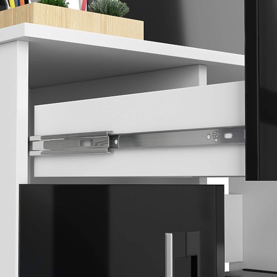 PÍSACÍ STÔL JAY PK BIELY / ČIERNY LESK