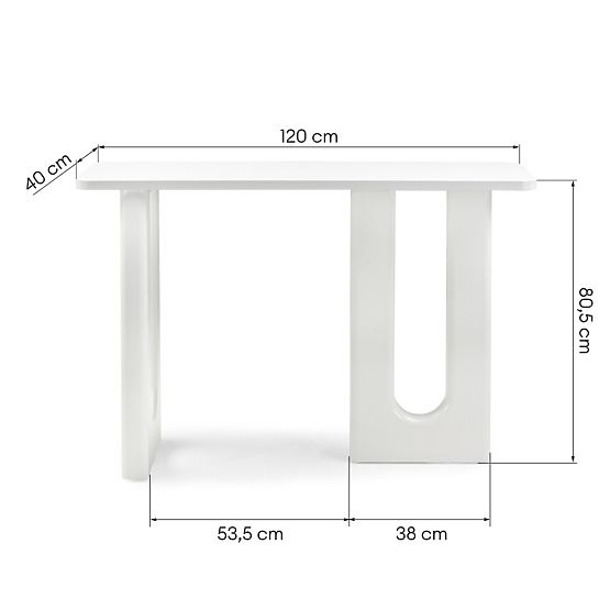 Písací stôl/konzola Lichi 120 cm, biela, oblúky