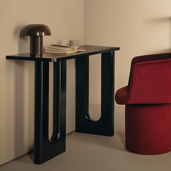 Písací stôl/konzola Lichi 120 cm, čierna, oblúky