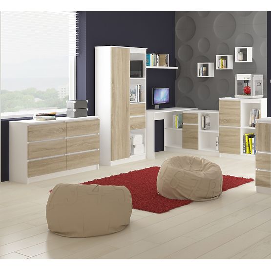 POČÍTAČOVÝ STÔL A-6 90 cm ĽAVÝ BIELY / SONOMA