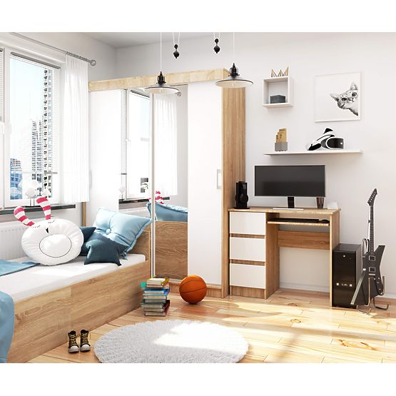 POČÍTAČOVÝ STÔL A-6 90 cm ĽAVÝ PK SONOMA / BIELY