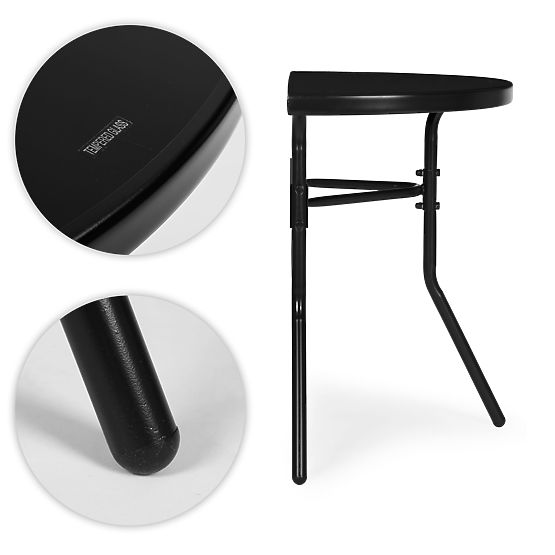 Polkruhový sklenený konferenčný stolík na balkón, terasu, patio čierny MultiGarden