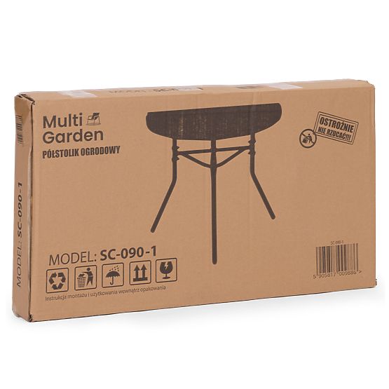 Polkruhový sklenený konferenčný stolík na balkón, terasu, patio čierny MultiGarden