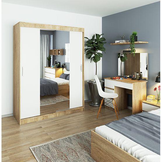 POSUVNÁ SKRIŇA 150cm CLP SONOMA / BIELA