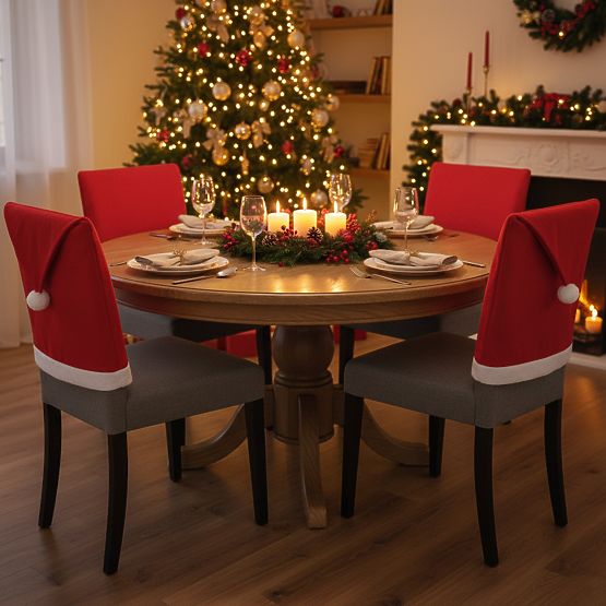 Poťah na stoličku v tvare čiapky Santa Clausa 2 ks