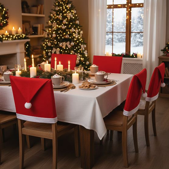 Poťah na stoličku v tvare čiapky Santa Clausa 2 ks