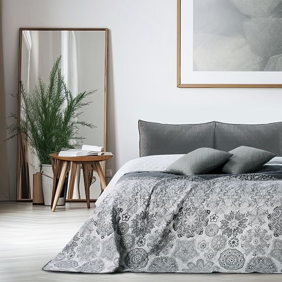 Prehoz ALHAMBRA šedá tlačený materiál mikrovlákno 220x240 DecoKing