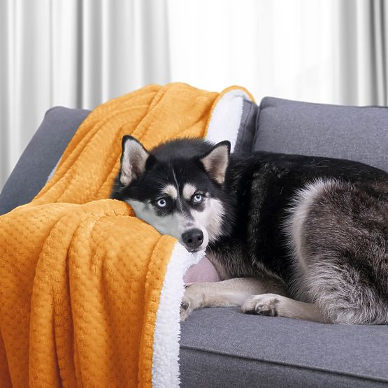 Prikrývka SHLEEPY oranžová žakárovo razená klasický štýl 130x180