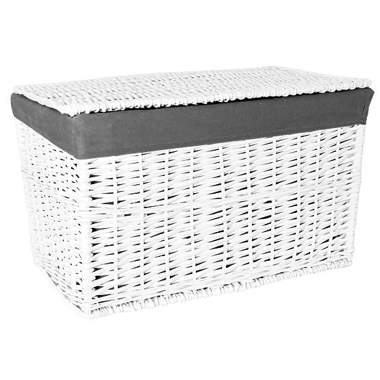 Prútená truhlica 65L 56x34x34 cm bielo-sivá