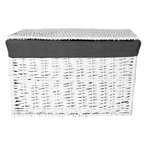 Prútená truhlica 65L 56x34x34 cm bielo-sivá
