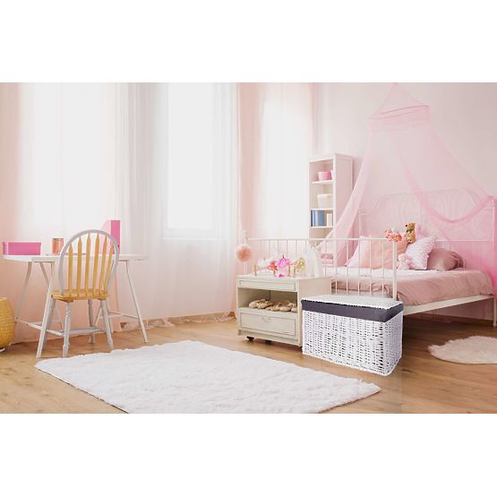 Prútená truhlica 76x46x46 cm - 160L - bielo-sivá