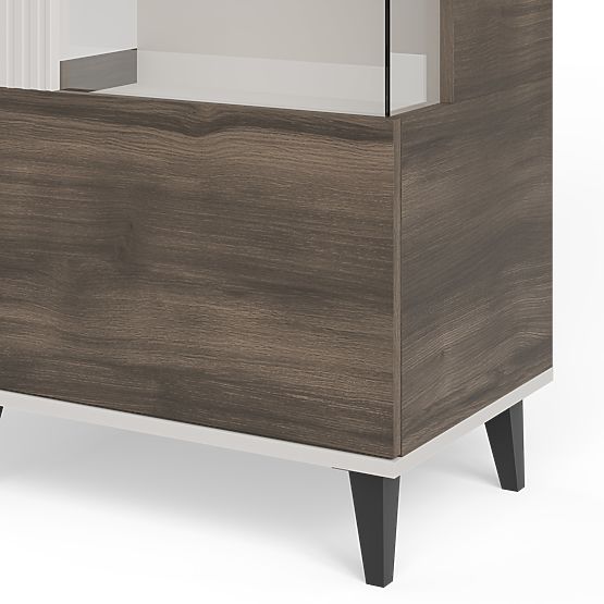 RANDOM 2 V-1 vitrína kašmír / orech / čierna