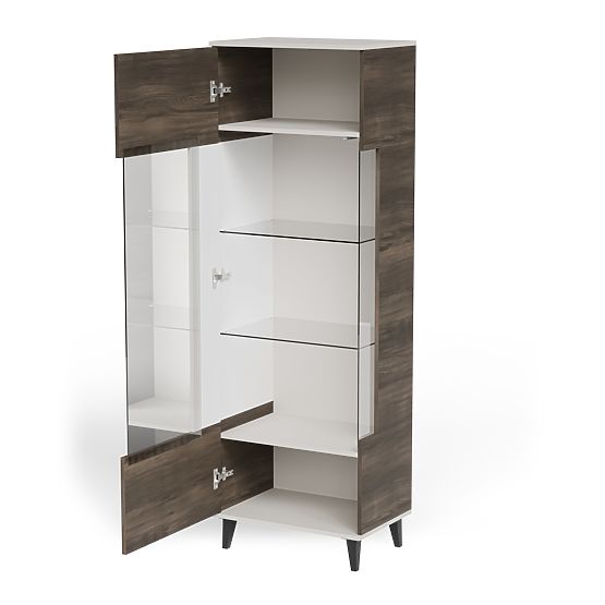 RANDOM 2 V-1 vitrína kašmír / orech / čierna