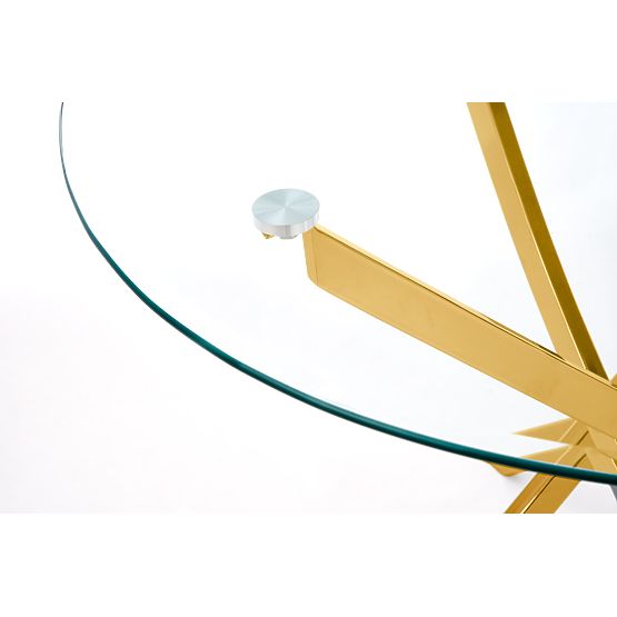 RAYMOND stôl, doska - priehľadná, nohy - zlaté (2p=1ks)