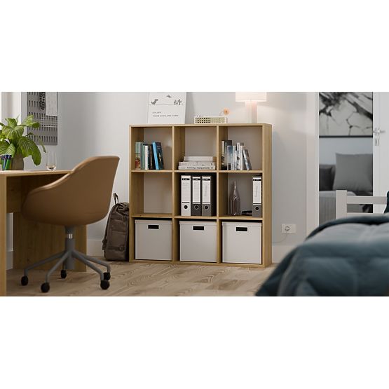 REGÁL MALAX 3x3 H DUB ARTISAN S PEVNÝM ZADNÝM HDF POLICAMI 110x110 CM