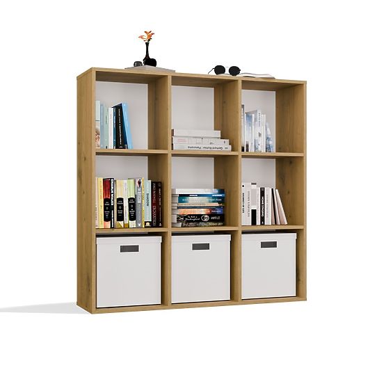 REGÁL MALAX 3x3 H DUB ARTISAN S PEVNÝM ZADNÝM HDF POLICAMI 110x110 CM