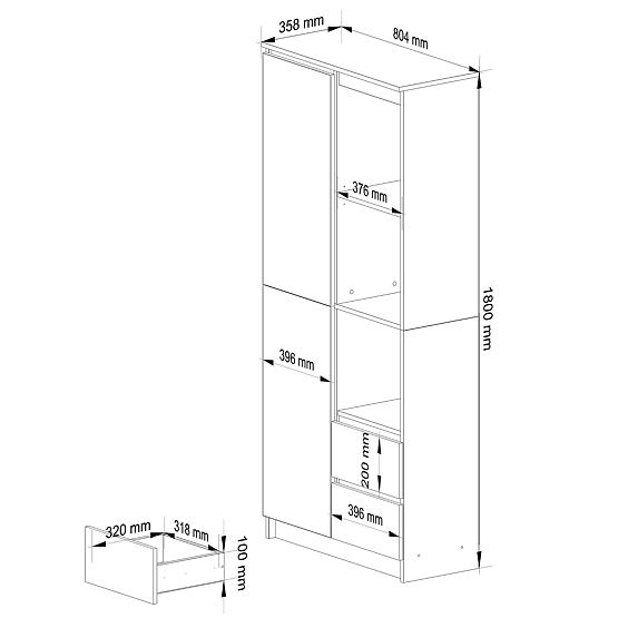 REGÁL R11 R80 1D 2SZ CLP PK BIELY / ŠEDÝ