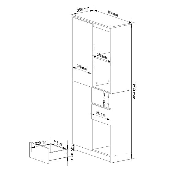 REGÁL R15 R80 1D 2SZ CLP PK BIELY / SIVÝ