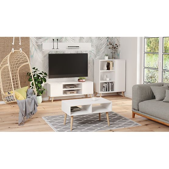 Regál skriňa Fondi biela, škandinávska