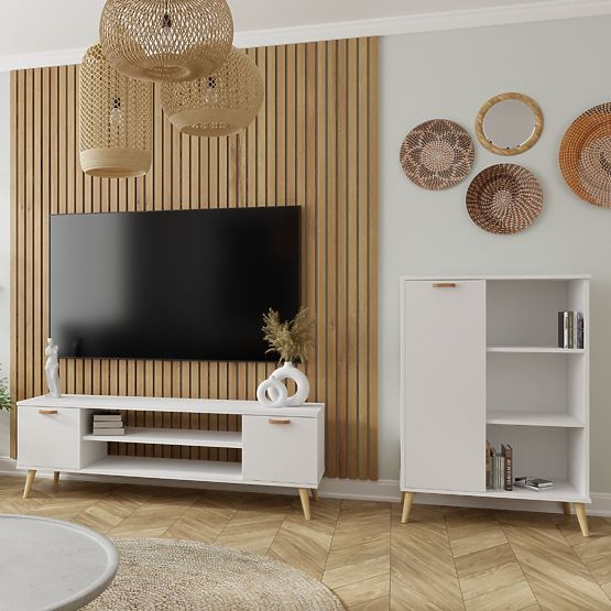 Regál skriňa Fondi biela, škandinávska