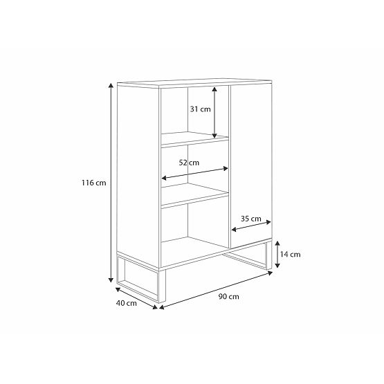 Regál skriňa Fondi dub craft zlatý, loftový štýl