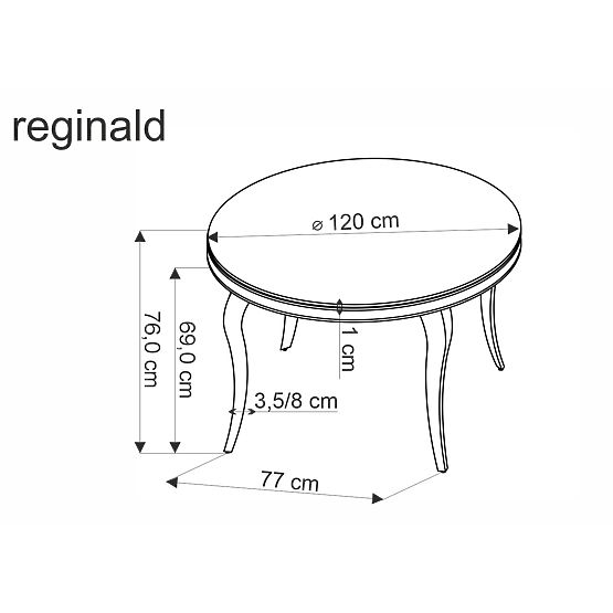 REGINALD_2 okrúhly stôl doska - čierne sklo, nohy - zlaté