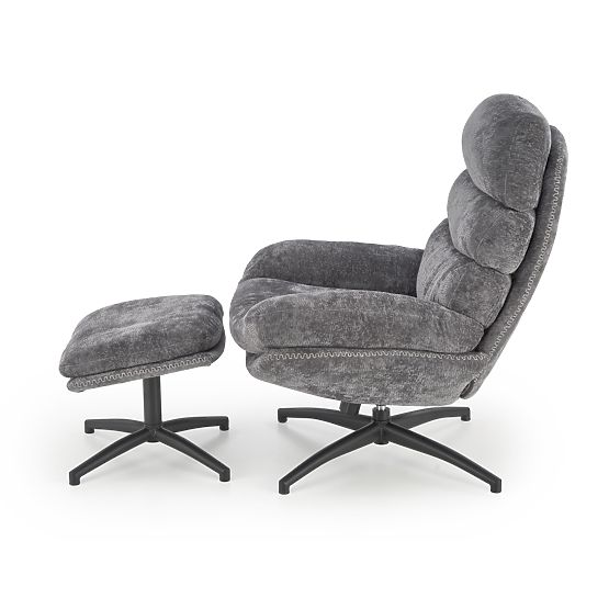 Relaxačné kreslo DARIO s podnožkou a hojdacou funkciou, sivé (1p=1ks)