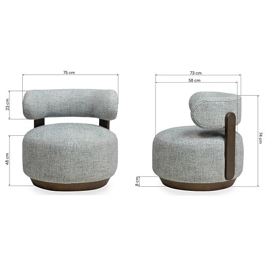 Relaxačné kreslo Dolce, oblé tvary, modro-béžová/orech