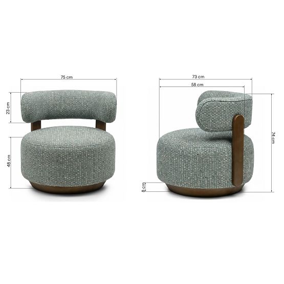 Relaxačné kreslo Dolce, oblé tvary, modro-béžová/orech