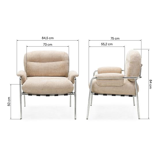 Relaxačné kreslo Inverno béžové, chrómované