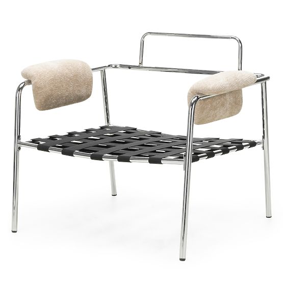 Relaxačné kreslo Inverno béžové, chrómované