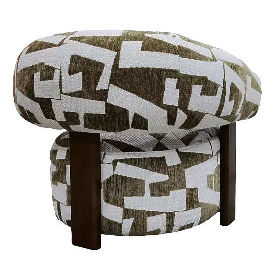 Relaxačné kreslo Maribel olivovo-krémové/orech, oblé tvary