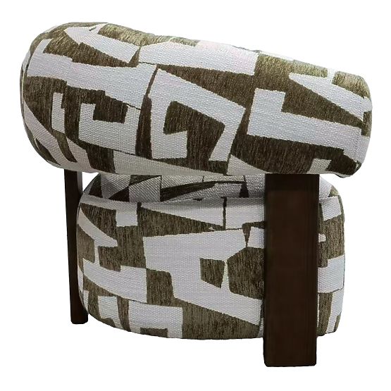 Relaxačné kreslo Maribel olivovo-krémové/orech, oblé tvary