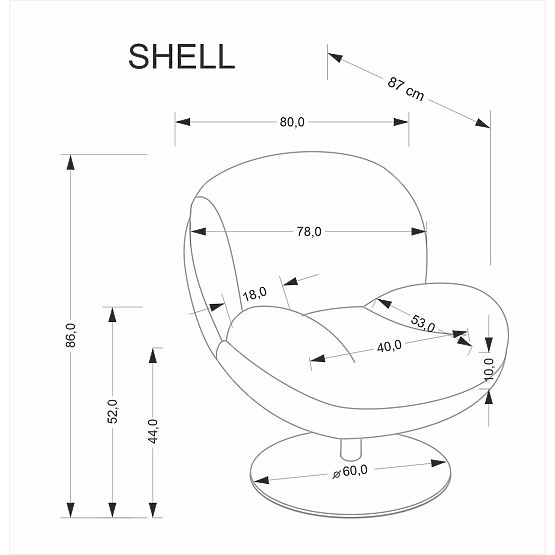 Relaxačné kreslo SHELL, sivé (1p=1ks)